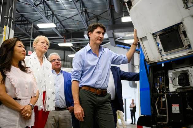 July 5, 2024, Richmond Hill, On, Canada: Prime Minister Justin Trudeau tours a fully electric bus at a York Region Transit facility in Richmond Hill, Ont., on Friday, July 5, 2024. Richmond Hill Canada  - ZUMAc35_ 20240705_zaf_c35_105 Copyright: xChristopherxKatsarovx