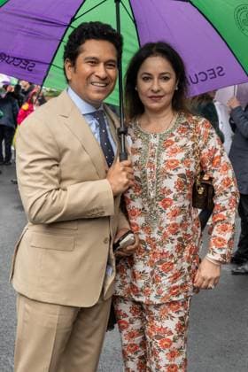 Cricketer Sachin Tendulkar and wife Anjali Tendulkar attend the Wimbledon tennis championships held at the All England Lawn Tennis & Croquet Club. Featuring: Sachin Tendulkar, Anjali Tendulkar Where: London, London, United Kingdom When: 06 Jul 2024 Credit: Ray Tang Cover Images **STRICTLY EDITORIAL USE ONLY** EDITORIAL USE ONLY. NOT FOR USE BY NEWSPAPERS BASED IN THE UK. Copyright: xx coverimg53925664