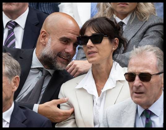 . 06 07 2024. London, United Kingdom. Pep Guardiola and his wife Christina Serra in the Royal Box on day six of the Wimbledon Tennis Championships in London.  xStephenxLockx xi-Imagesx IIM-25356-0076