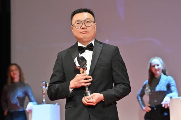 Chinese director Zhengfan Yang receives the Grand Prix of the Proxima Competition for his film The Stranger at the closing awards ceremony of the 58th Karlovy Vary International Film Festival, in Karlovy Vary, Czech Republic, on July 6, 2024. (CTKxPhoto OndrejxHajek) CTKPhotoP2024070604812  CTKPhotoP2024070604812