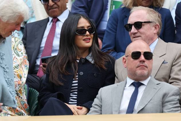 . 07 07 2024. London, United Kingdom. Salma Hayek in the Royal Box on day seven of the Wimbledon Tennis Championships in London.  xStephenxLockx xi-Imagesx IIM-25359-0023