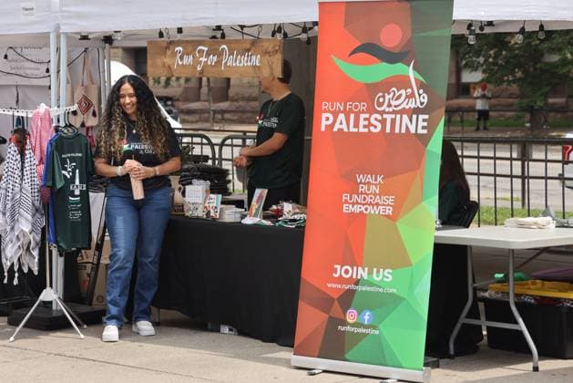 Support For Palestine In Toronto Amid The Israel Hamas Conflict A woman is promoting the Run for Palestine as Muslim Canadians are showing solidarity for Gaza and Palestine amid the Israel-Hamas conflict at a small shop in Toronto, Ontario, Canada, on July 06, 2024. Toronto Canada  Copyright: xCreativexTouchxImagingxLtdx originalFilename: friedman-supportf240706_npD6b.jpg