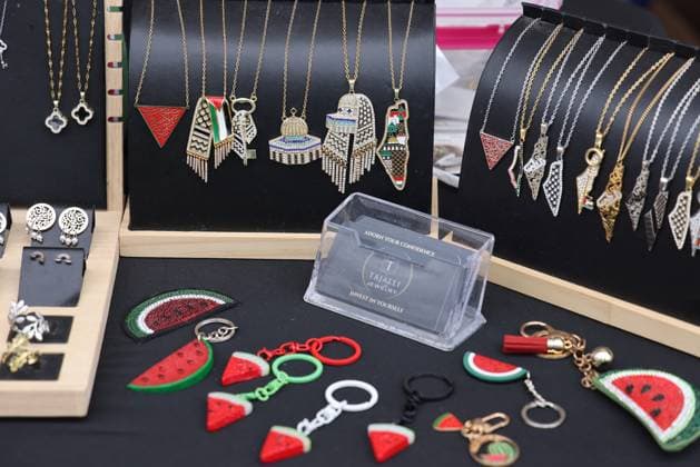 Support For Palestine In Toronto Amid The Israel Hamas Conflict Jewelry and other items are being displayed to show solidarity for Gaza and Palestine amid the Israel-Hamas conflict at a small shop in Toronto, Ontario, Canada, on July 06, 2024. Toronto Canada  Copyright: xCreativexTouchxImagingxLtdx originalFilename: friedman-supportf240706_npqsP.jpg