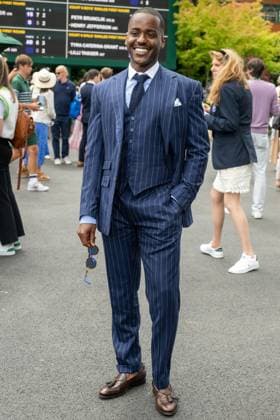 Ncuti Gatwa attends the eighth day of the Wimbledon tennis championships held at the All England Lawn Tennis & Croquet Club. Featuring: Ncuti Gatwa Where: London, London, United Kingdom When: 08 Jul 2024 Credit: Ray Tang Cover Images **STRICTLY EDITORIAL USE ONLY** EDITORIAL USE ONLY. NOT FOR USE BY NEWSPAPERS BASED IN THE UK. Copyright: xx coverimg53932797