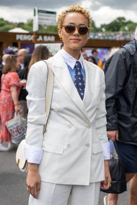 Nathalie Emmanuel attends the eighth day of the Wimbledon tennis championships held at the All England Lawn Tennis & Croquet Club. Featuring: Nathalie Emmanuel Where: London, London, United Kingdom When: 08 Jul 2024 Credit: Ray Tang Cover Images **STRICTLY EDITORIAL USE ONLY** EDITORIAL USE ONLY. NOT FOR USE BY NEWSPAPERS BASED IN THE UK. Copyright: xx coverimg53932805