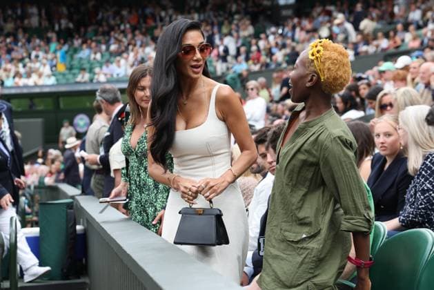 . 08 07 2024. London, United Kingdom. Nicole Scherzinger on day eight of the Wimbledon Tennis Championships in London.  xStephenxLockx xi-Imagesx IIM-25360-0026