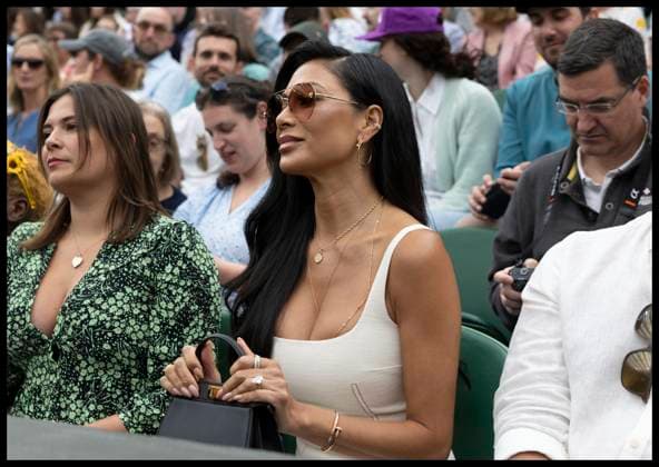 . 08 07 2024. London, United Kingdom. Nicole Scherzinger in the front row on Centre Court on day eight of the Wimbledon Tennis Championships in London.  xStephenxLockx xi-Imagesx IIM-25360-0040