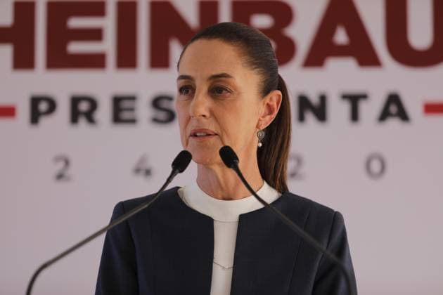 Claudia Sheinbaum Pardo, virtual candidate elected for the Presidency of Mexico, speaks during a press conference in which she announced that she will continue the construction of passenger trains in the north of the country. on July 8, 2024 in Mexico City, Mexico. Mexico City Mexico - ZUMAe321 20240708_zia_e321_020 Copyright: xIanxRoblesx