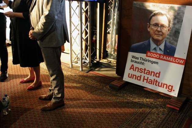 Erfurt, 10.07.2024 Präsentation der Landtagswahlkampagne der Partei Die Linke Thüringen und des Team Ramelow am 10. Juli 2024 zur Landtagswahl am 1. September 2024 in Thüringen Im Foto Ministerpräsident von Thüringen Bodo Ramelow Thüringen Deutschland *** Erfurt, 10 07 2024 Presentation of the state election campaign of the Left Party of Thuringia and Team Ramelow on July 10, 2024 for the state election on September 1, 2024 in Thuringia In the photo Minister President of Thuringia Bodo Ramelow Thuringia Germany Copyright: xMarioxGentzelx