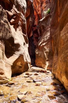 Creative Highlights World Kanarraville, Utah, United States of America - June 9, 2024: Rocks and waters of Kanarra Falls in the USA *** Felsen und Gewässer der Kanarra Falls in den USA