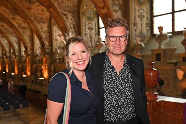 Claudia KORECK Singer Songwriter with husband Gunnar GRAEWERT Award of the Bavarian Order of Merit at the Antiquariat of the Residenz in Munich on 10 07 2024