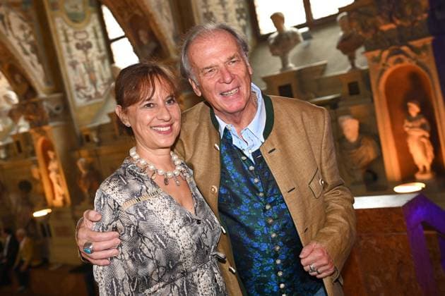 Wolfgang FIEREK Actor with his wife Djamila MENDIL Award of the Bavarian Order of Merit at the Antiquariat of the Residenz in Munich on 10 07 2024