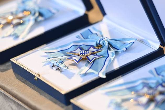 Close-up of the Bavarian Order of Merit at the Antiquariat of the Residence in Munich on 10 07 2024