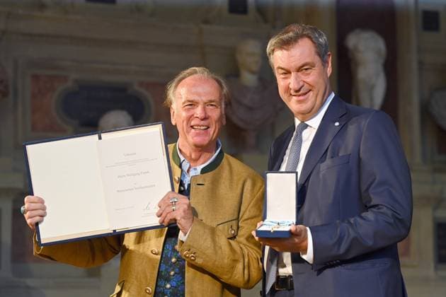 Wolfgang FIEREK actor, musician, Markus SOEDER State Premier of Bavaria and CSU Chairman Award of the Bavarian Order of Merit in the Antiquariat of the Residence in Munich on 10 07 2024