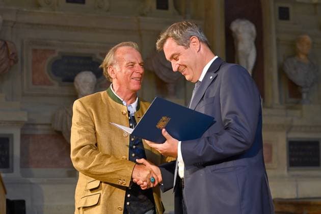 Wolfgang FIEREK actor, musician, Markus SOEDER State Premier of Bavaria and CSU Chairman Award of the Bavarian Order of Merit in the Antiquariat of the Residence in Munich on 10 07 2024