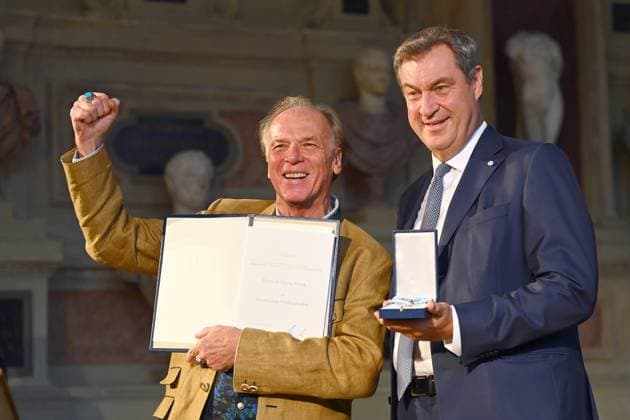 Wolfgang FIEREK actor, musician, Markus SOEDER State Premier of Bavaria and CSU Chairman Award of the Bavarian Order of Merit in the Antiquariat of the Residence in Munich on 10 07 2024