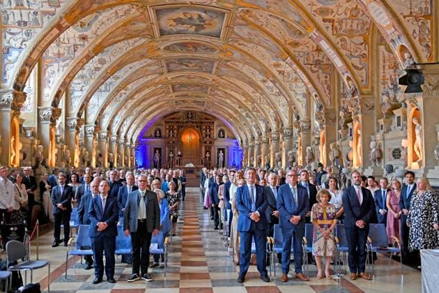 Participants,Award winners and guests,View of the hall,Antiquariat, Bavarian Order of Merit award ceremony in the Antiquariat of the Munich Residence on 10 07 2024