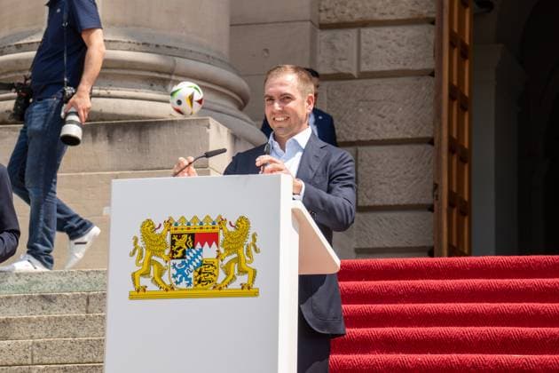 Munich, Bavaria, Germany - 11 July 2024: Tournament Director of UEFA EURO 2024 Philipp Lahm gives a speech at the award ceremony for the volunteers of the European Championship