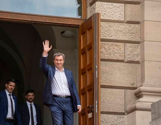 Munich, Bavaria, Germany: 11 July 2024: Dr. Markus Söder, Prime Minister of Bavaria, arrives at the award ceremony for the volunteers of the UEFA Euro 2024 European Championship in Germany in Munich in the lower Hofgarten.