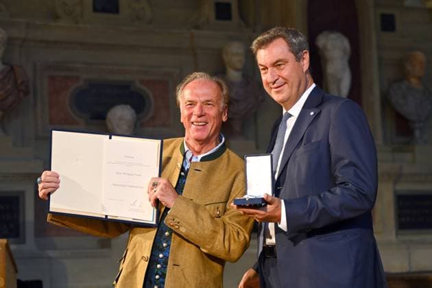 Wolfgang FIEREK actor, musician, Markus SOEDER State Premier of Bavaria and CSU Chairman Award of the Bavarian Order of Merit in the Antiquariat of the Residence in Munich on 10 07 2024