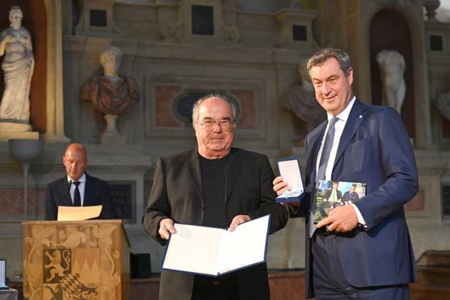 Thomas GAITANIDES, Markus SOEDER State Premier of Bavaria and CSU Chairman Award of the Bavarian Order of Merit in the Antiquariat of the Residence in Munich on 10 07 2024
