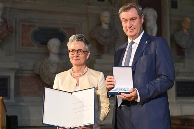 Baroness Adelheid von Gemmingen Hornberg, Markus SOEDER State Premier of Bavaria and CSU Chairman Award of the Bavarian Order of Merit in the Antiquariat of the Residence in Munich on 10 07 2024