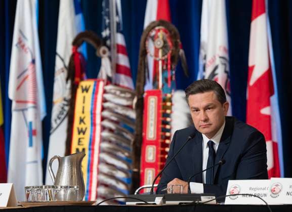 July 11, 2024, Montreal, Pq, Canada: Federal Conservative Leader Pierre Poilievre listens to a question at the Assembly of First Nations, Thursday, July 11, 2024 in Montreal. Montreal Canada  - ZUMAc35_ 20240711_zaf_c35_007 Copyright: xRyanxRemiorzx