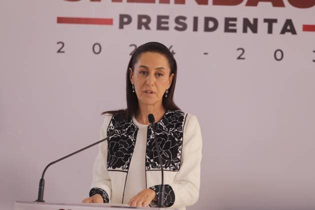 Claudia Sheinbaum News Conference Incoming President of Mexico, Claudia Sheinbaum Pardo speaking during a briefing conference, where introduced Lazaro Cardenas Batel as Head of the Office of the Presidency. on July 11, 2024 in Mexico City, Mexico. (Photo by Ian Robles Eyepix Group) Copyright: xIanxRobles xEyepixxGroupx EL_11072024_125871JPEG