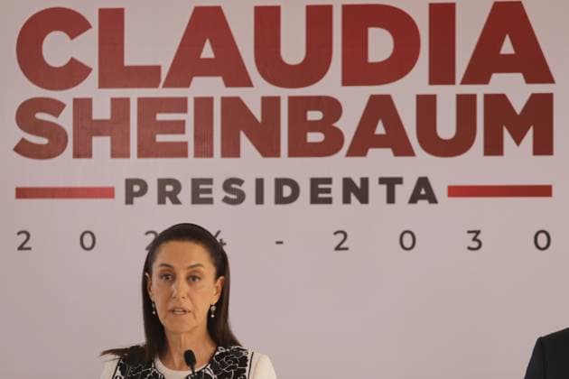 Claudia Sheinbaum News Conference Incoming President of Mexico, Claudia Sheinbaum Pardo speaking during a briefing conference, where introduced Lazaro Cardenas Batel as Head of the Office of the Presidency. on July 11, 2024 in Mexico City, Mexico. (Photo by Ian Robles Eyepix Group) Copyright: xIanxRobles xEyepixxGroupx EL_11072024_125873JPEG