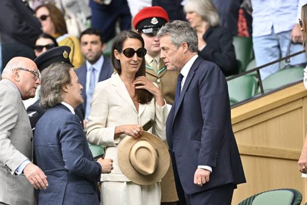 Tennis Wimbledon 2024 Hugh Grant in the Royal Box Tennis Wimbledon 2024 England 12 07 2024 ChrysleneCaillaud Panoramic 
