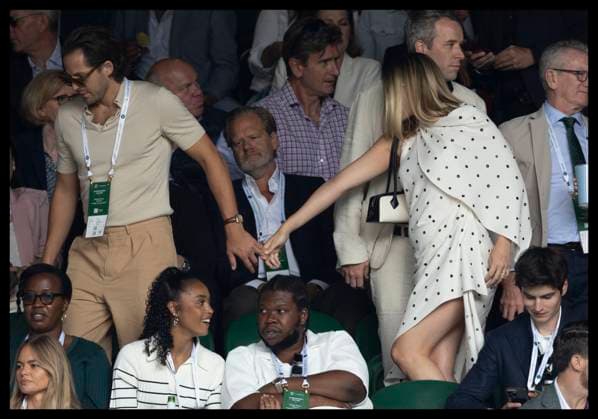 . 12 07 2024. London, United Kingdom. A pregnant Margot Robbie and her husband Tom Ackerley watching the tennis on Centre Court on day twelve of the Wimbledon Tennis Championships in London.  xStephenxLockx xi-Imagesx IIM-25373-0106