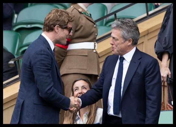 . 12 07 2024. London, United Kingdom. Actors James Norton and Hugh Grant in the Royal Box on day twelve of the Wimbledon Tennis Championships in London.  xStephenxLockx xi-Imagesx IIM-25373-0153