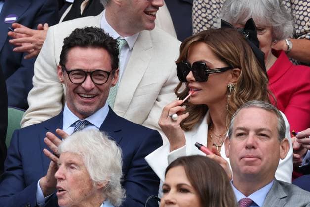. 13 07 2024. London, United Kingdom. Hugh Jackman and Kate Beckinsale in the Royal Box for the Ladies Singles Final on day thirteen of the Wimbledon Tennis Championships in London.  xStephenxLockx xi-Imagesx IIM-25379-0041