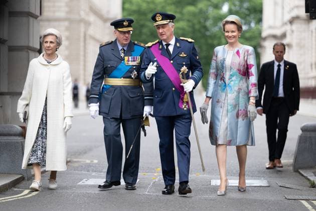 King Philippe - Filip of Belgium (2R) and Queen Mathilde of Belgium (R) pictured during an international ceremony in the context of the commemoration of the Belgian soldiers that died during the two World Wars, London, United Kingdom, Saturday 13 July 2024.  BARTxLENOIR 96369800