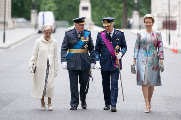 King Philippe - Filip of Belgium (2R) and Queen Mathilde of Belgium (R) pictured during an international ceremony in the context of the commemoration of the Belgian soldiers that died during the two World Wars, London, United Kingdom, Saturday 13 July 2024.  BARTxLENOIR 96369808
