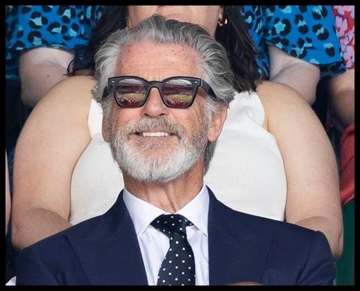 . 13 07 2024. London, United Kingdom. Pierce Brosnan watching the Ladies Singles Final on day thirteen of the Wimbledon Tennis Championships in London.  xStephenxLockx xi-Imagesx IIM-25379-0108