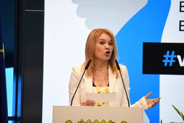 Silke Popp, laudator Actress Bavarian State Government Commissioner for Volunteering, Munich 13 07 2024 BMW Welt Double Cone Bavarian Volunteer Award 2024 Award Ceremony An evening for the invaluable work of our volunteers in Bavaria Munich