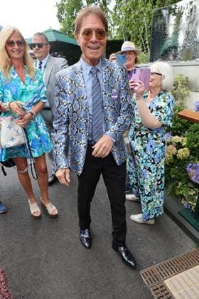 . 14 07 2024. London, United Kingdom. Sir Cliff Richard arriving for the Mens Singles Final on the final day of the Wimbledon Tennis Championships in London.  xStephenxLockx xi-Imagesx IIM-25381-0005