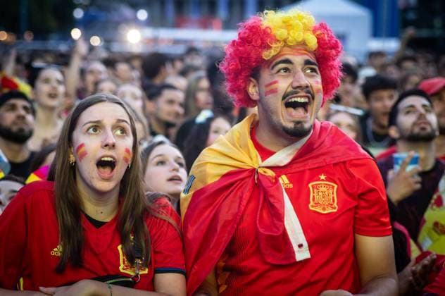 Spanish fans in Stuttgart 20240714 UEFA EURO 2024 Public Viewing Schlossplatz Stuttgart Football Fan Zone Final GB E Spain v England