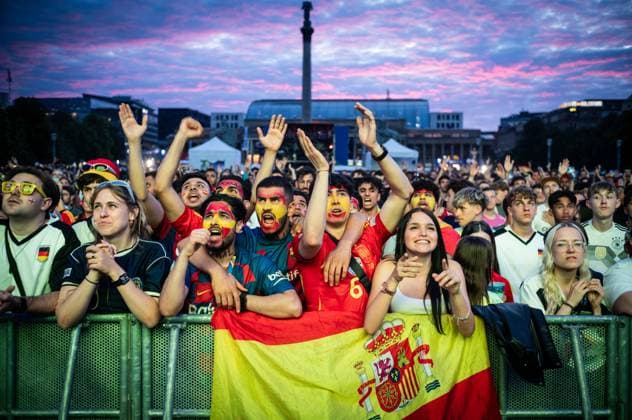 Spanish fans in Stuttgart 20240714 UEFA EURO 2024 Public Viewing Schlossplatz Stuttgart Football Fan Zone Final GB E Spain v England