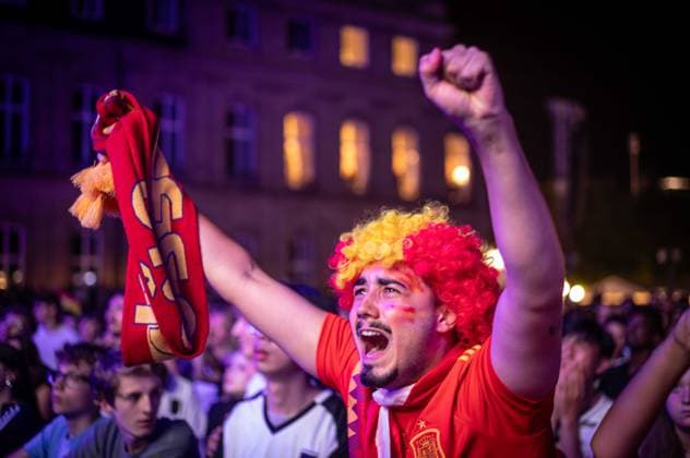 Spanish fans in Stuttgart 20240714 UEFA EURO 2024 Public Viewing Schlossplatz Stuttgart Football Fan Zone Final GB E Spain v England