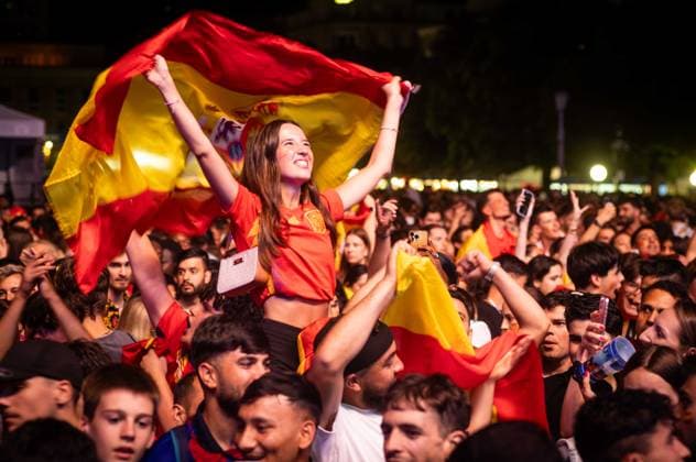 Spanish fans in Stuttgart 20240714 UEFA EURO 2024 Public Viewing Schlossplatz Stuttgart Football Fan Zone Final GB E Spain v England