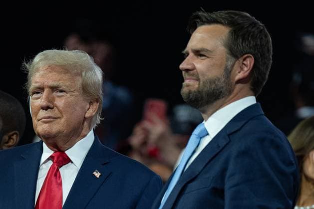 Former US President Donald J Trump with United States Senator JD Vance (Republican of Ohio) on the first night of the Republican National Convention in Milwaukee, Wisconsin at the Fiserv Forum This is Trump?s first appearance since a rally in Pennsylvania, where he sustained injuries from an alleged bullet grazing his ear. Trump also named United States Senator JD Vance (Republican of Ohio) as his Vice Presidential running mate. Featuring: former US President Donald J Trump, United States Senator J.D. Vance (Republican of Ohio) Where: Milwaukee, Wisconsin, United States When: 15 Jul 2024 Credit: CNP INSTARimages EDITORIAL USE ONLY. NOT FOR USE BY NEWSPAPERS BASED IN THE UK. Copyright: xAnnabellexGordonx instar53953725