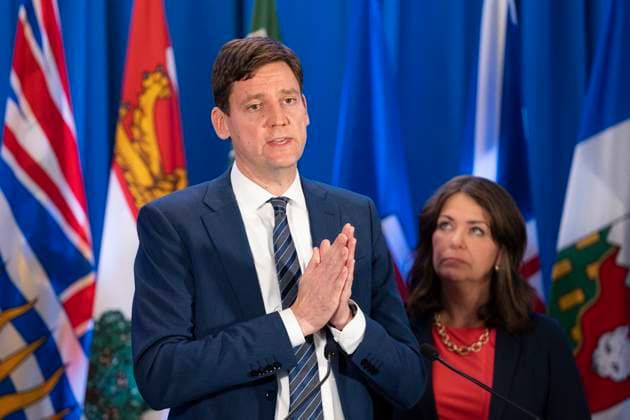 July 16, 2024, Halifax, Ns, Canada: British Columbia Premier David Eby, left, speaks to reporters with Alberta Premier Danielle Smith during meetings with Canada s other premiers at the Council of the Federation meetings in Halifax on Tuesday, July 16, 2024. Halifax Canada  - ZUMAc35_ 20240716_zaf_c35_051 Copyright: xDarrenxCalabresex