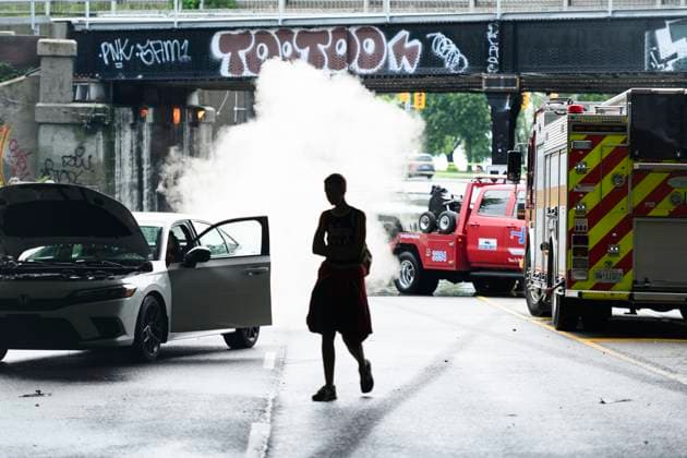 July 16, 2024, Toronto, On, Canada: Emergency services respond to submerged vehicles at an underpass at Parkside Drive and Lake Shore Blvd., after heavy rain caused flooding, in Toronto on Tuesday, July 16, 2024. Toronto Canada  - ZUMAc35_ 20240716_zaf_c35_029 Copyright: xChristopherxKatsarovx