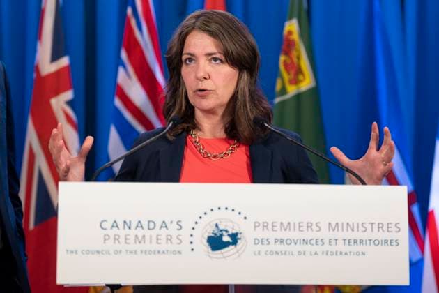July 16, 2024, Halifax, Ns, Canada: Alberta Premier Danielle Smith speaks to reporters during meetings with Canada s other premiers at the Council of the Federation in Halifax on Tuesday, July 16, 2024. Halifax Canada  - ZUMAc35_ 20240716_zaf_c35_054 Copyright: xDarrenxCalabresex