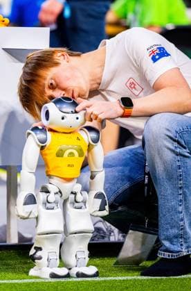 EINDHOVEN - Participant during a practice day in the run-up to the World Cup for Robots: RoboCup 2024. Universities and technology companies from all over the world show what their robots can do in various disciplines. ANP IRIS VAN DEN BROEK netherlands out - belgium out  Copyright: xx x503648433x originalFilename: 503648433.jpg