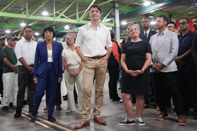 July 17, 2024, Toronto, On, CAN: Prime Minister Justin Trudeau is joined by Toronto Mayor Olivia Chow, Julie Dabrusin MP for Toronto-Danforth, and Deputy Prime Minister and Minister of Finance Chrystia Freeland during a visit to a Toronto Transit Commission yard in Toronto, on Wednesday, July 17, 2024. Toronto CAN  - ZUMAc35_ 20240717_zaf_c35_033 Copyright: xChrisxYoungx