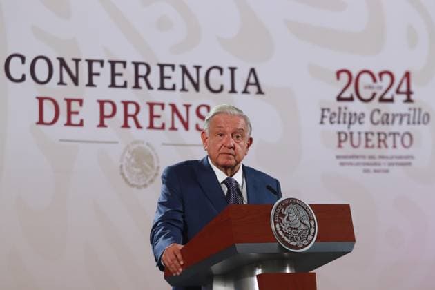 Mexico s President Andres Manuel Lopez Obrador speaking during a briefing conference in front media at National Palace where talk about the over-representation criteria in the Constitution for the integration of the Chamber of Deputies for the LXVI Legislature. on July 17, 2024 in Mexico City, Mexico. Mexico City Mexico - ZUMAe321 20240717_zia_e321_005 Copyright: xCarlosxSantiagox