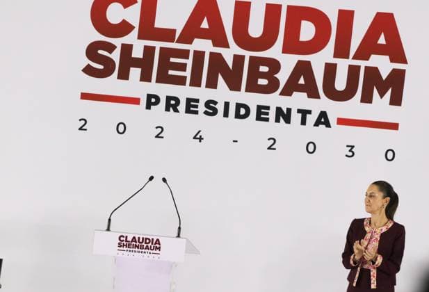 July 18, 2024, MÃ Xico, Mexico: Claudia Sheinbaum, virtual president-elect of Mexico, during the presentation event of the fourth part of her presidential cabinet at the Interactive Museum of Economy MÃ Xico Mexico - ZUMAs197 20240718_aaa_s197_182 Copyright: xLuisxTovarx
